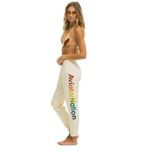 AVIATOR NATION SWEATPANTS - VINTAGE WHITE size medium